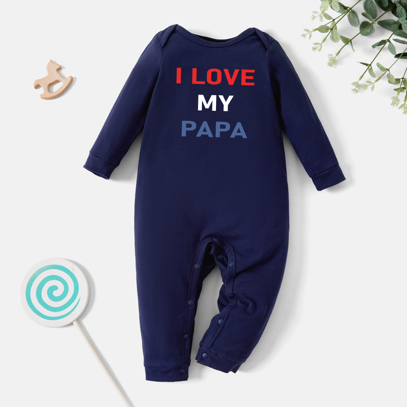 

Baby Graphic Letter Print Long-sleeve Jumpsuit