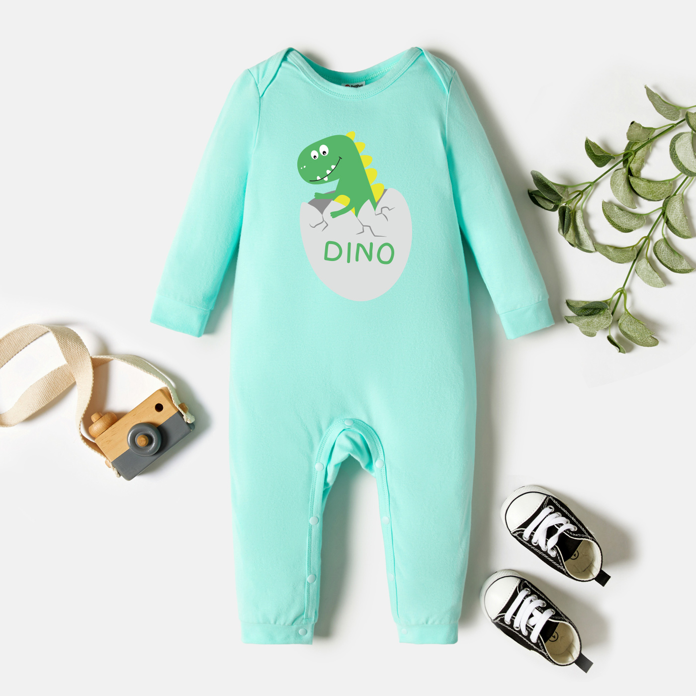 

Baby Graphic Light green Long-sleeve Jumpsuit