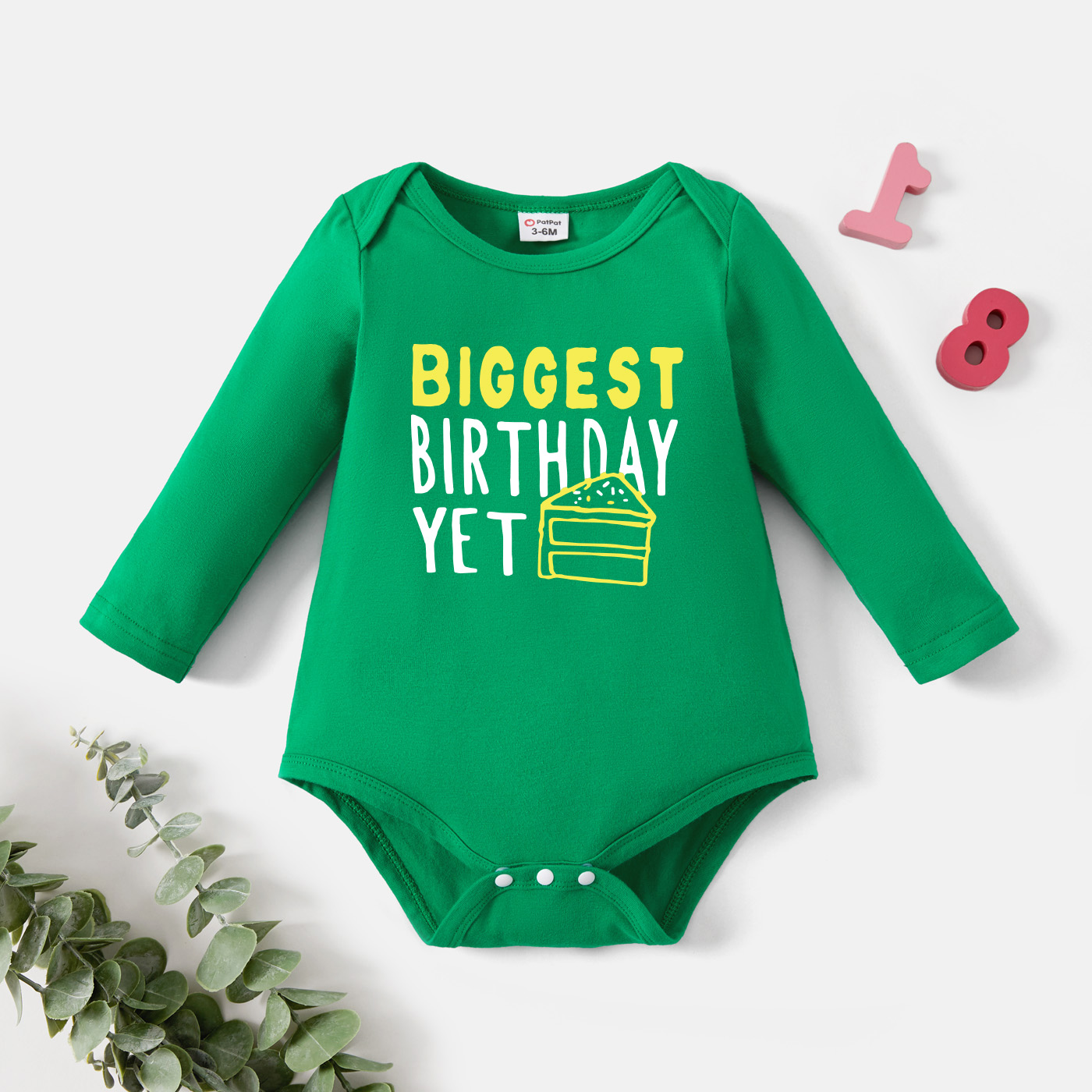 

Baby Graphic Green Long-sleeve Romper