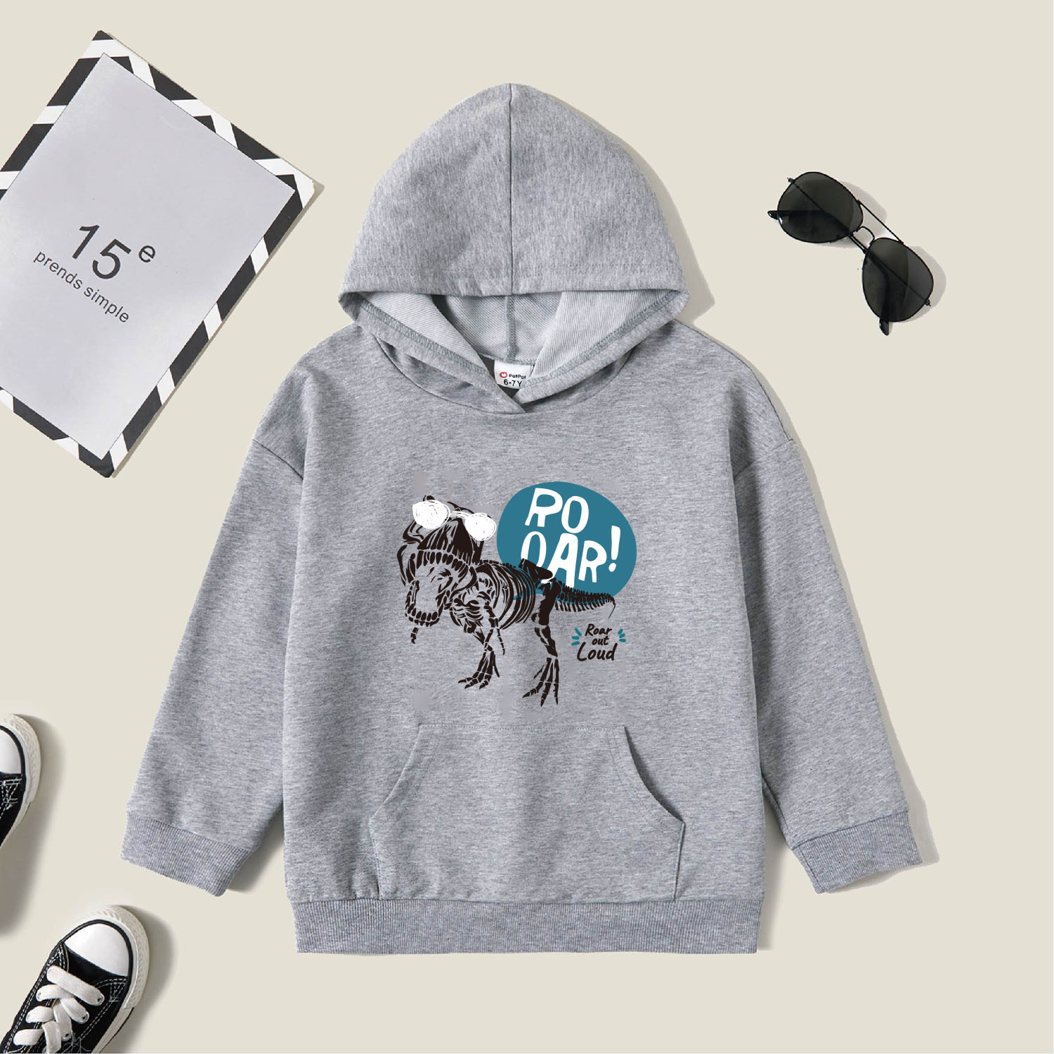 

Kids Graphic Light gray Long-sleeve Hooded Pullover