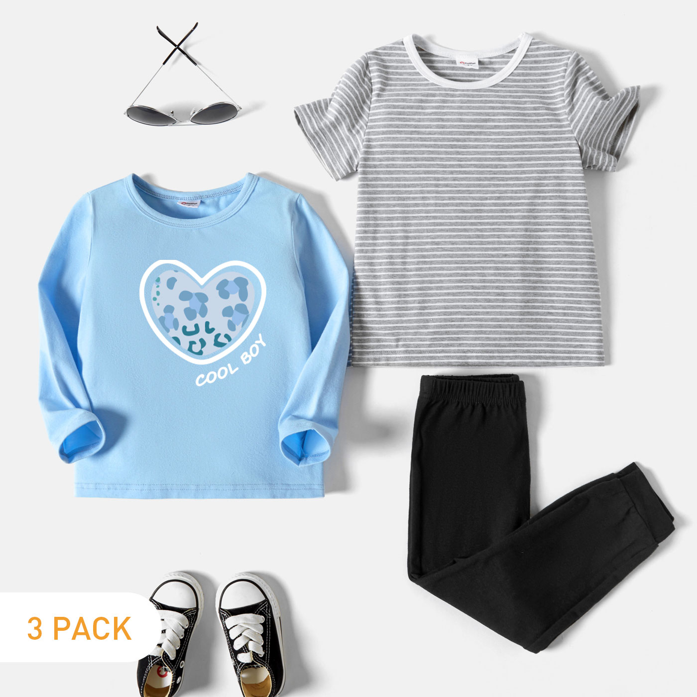 

3-Pack Toddler Graphic & Striped Tee & Pants Set