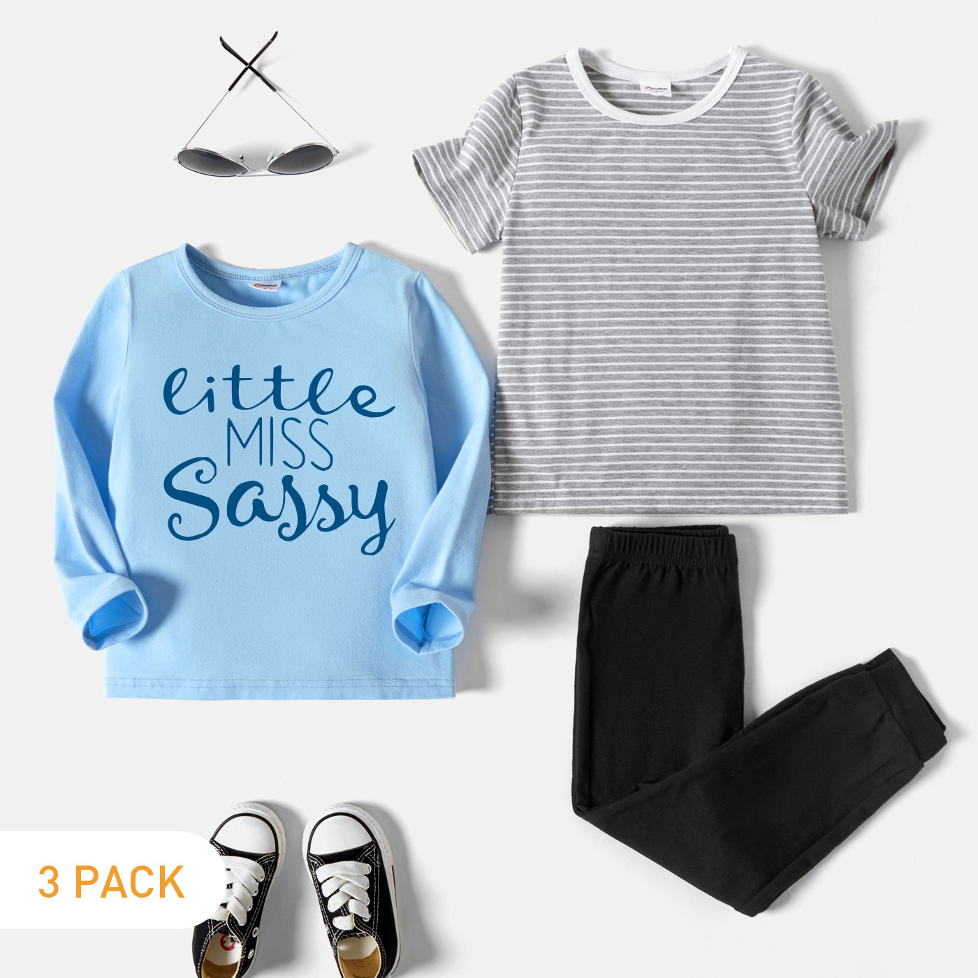 

3-Pack Toddler Graphic & Striped Tee & Pants Set