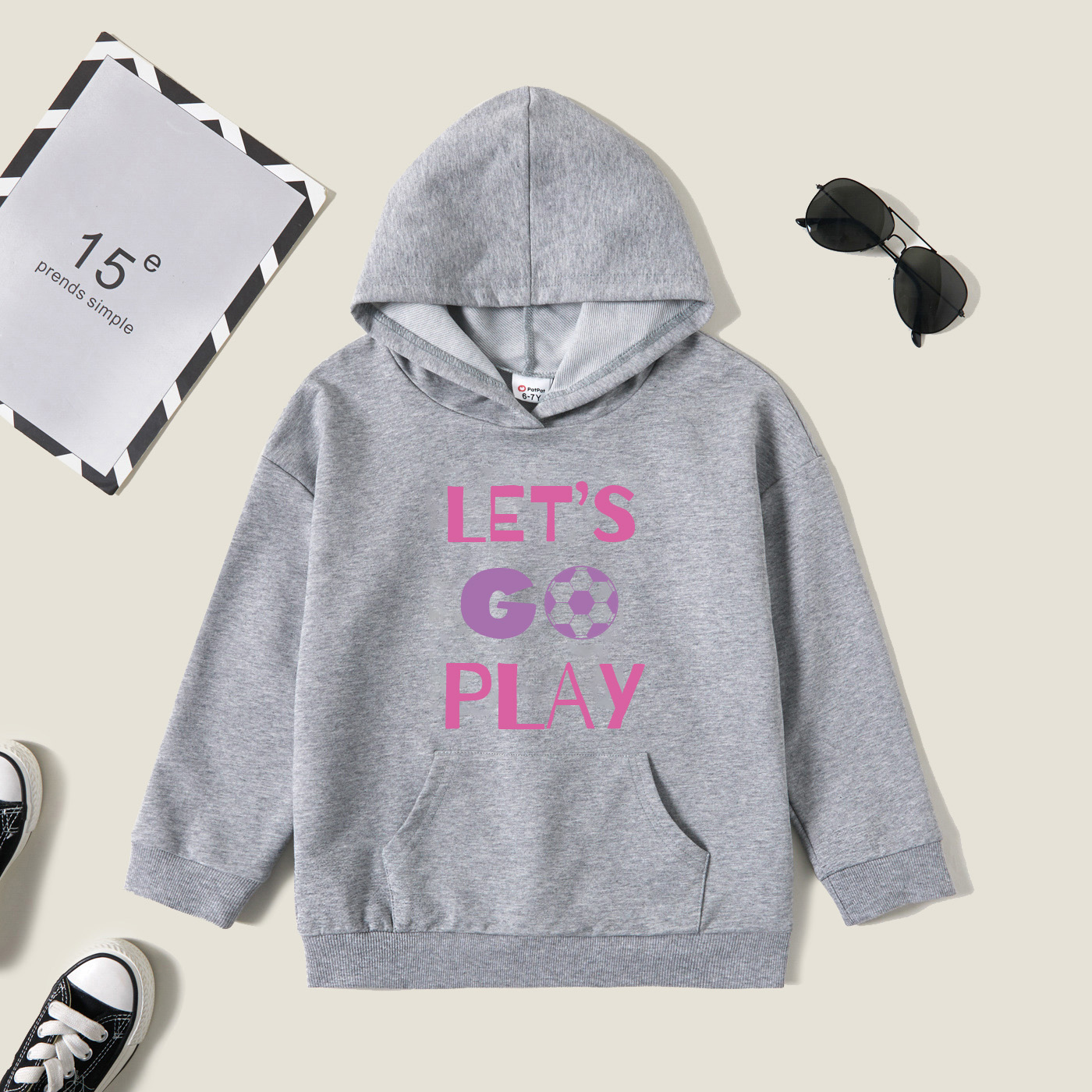 

Kids Graphic Light gray Long-sleeve Hooded Pullover
