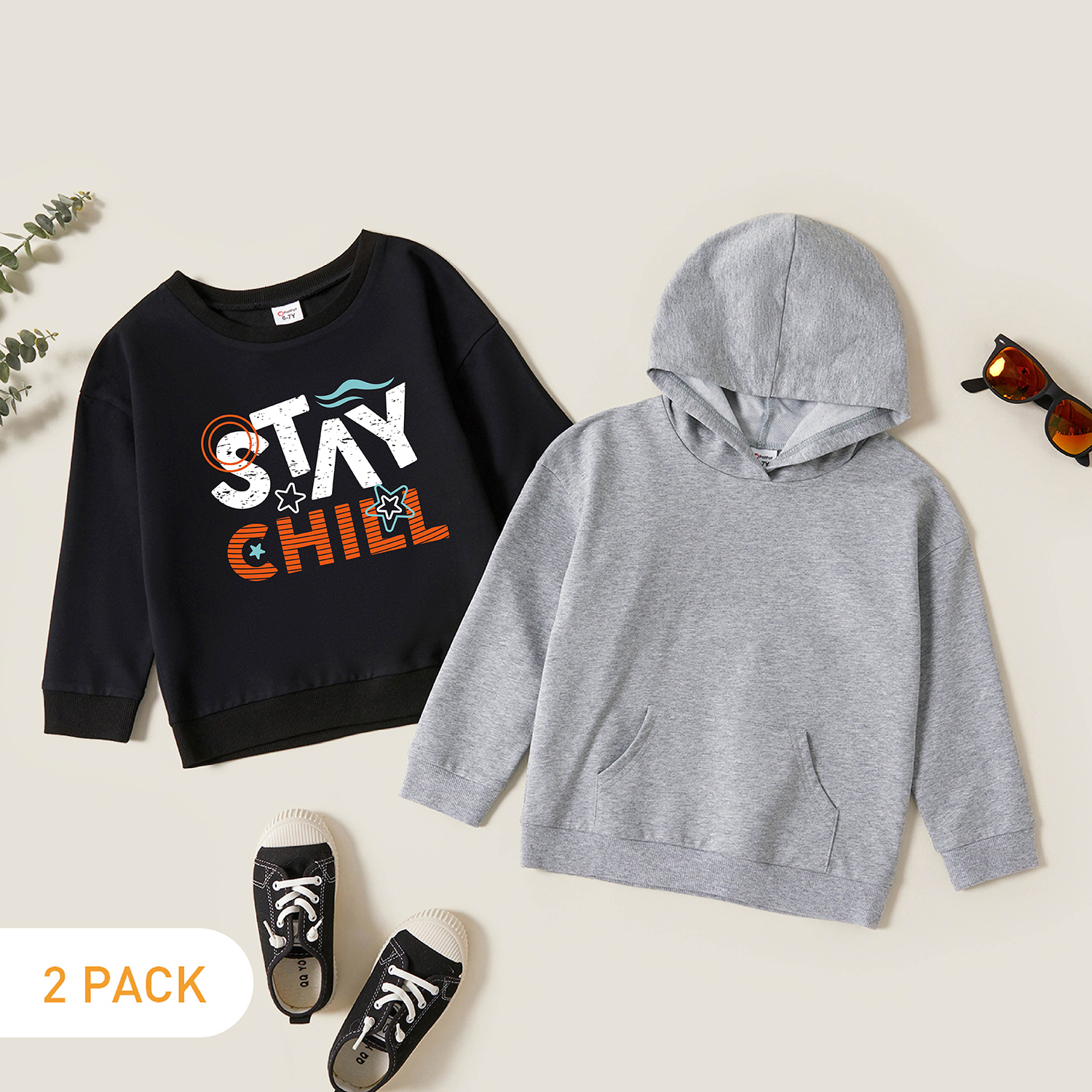 

2-Pack Kids Graphic Long-sleeve Pullover