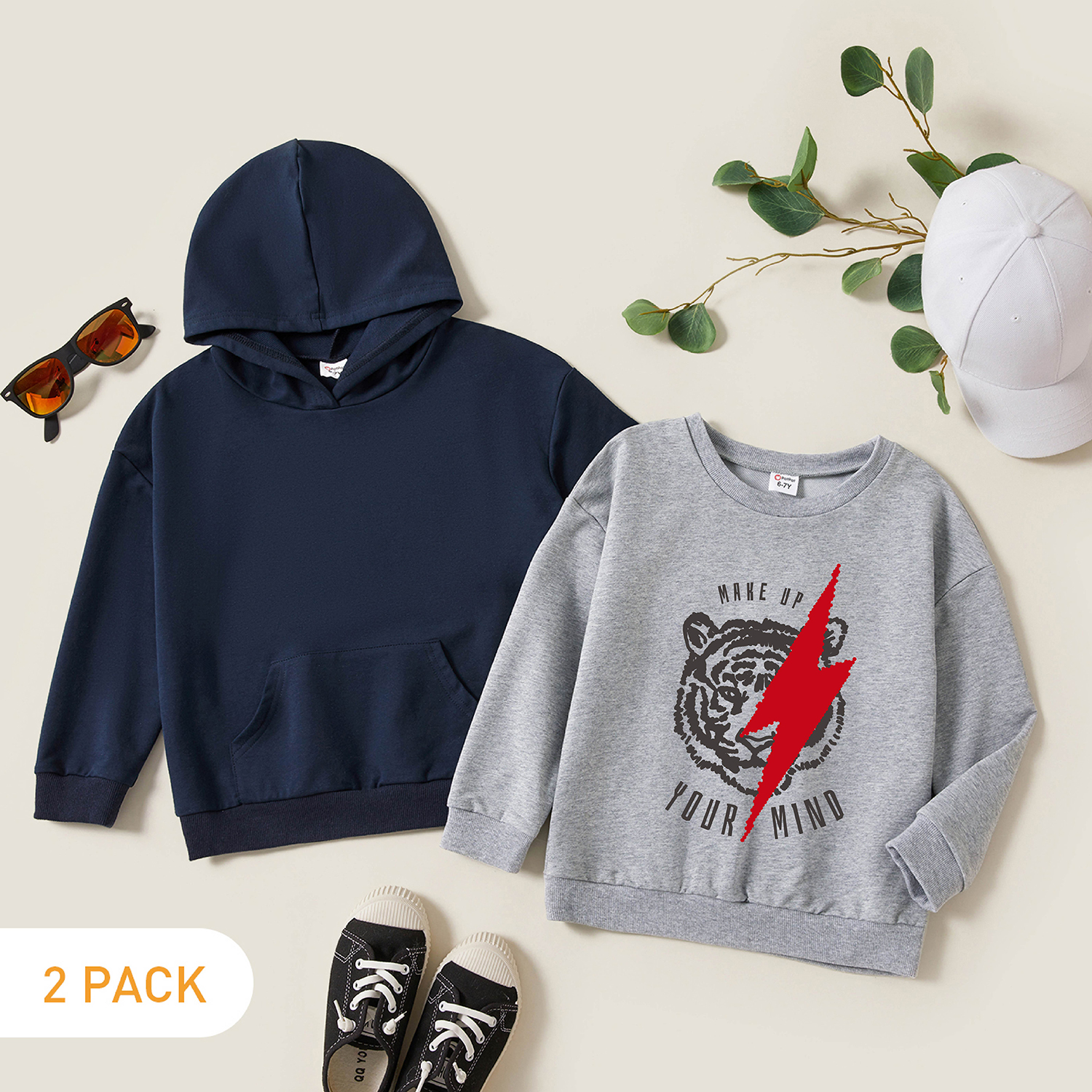 

2-Pack Kids Graphic Long-sleeve Pullover