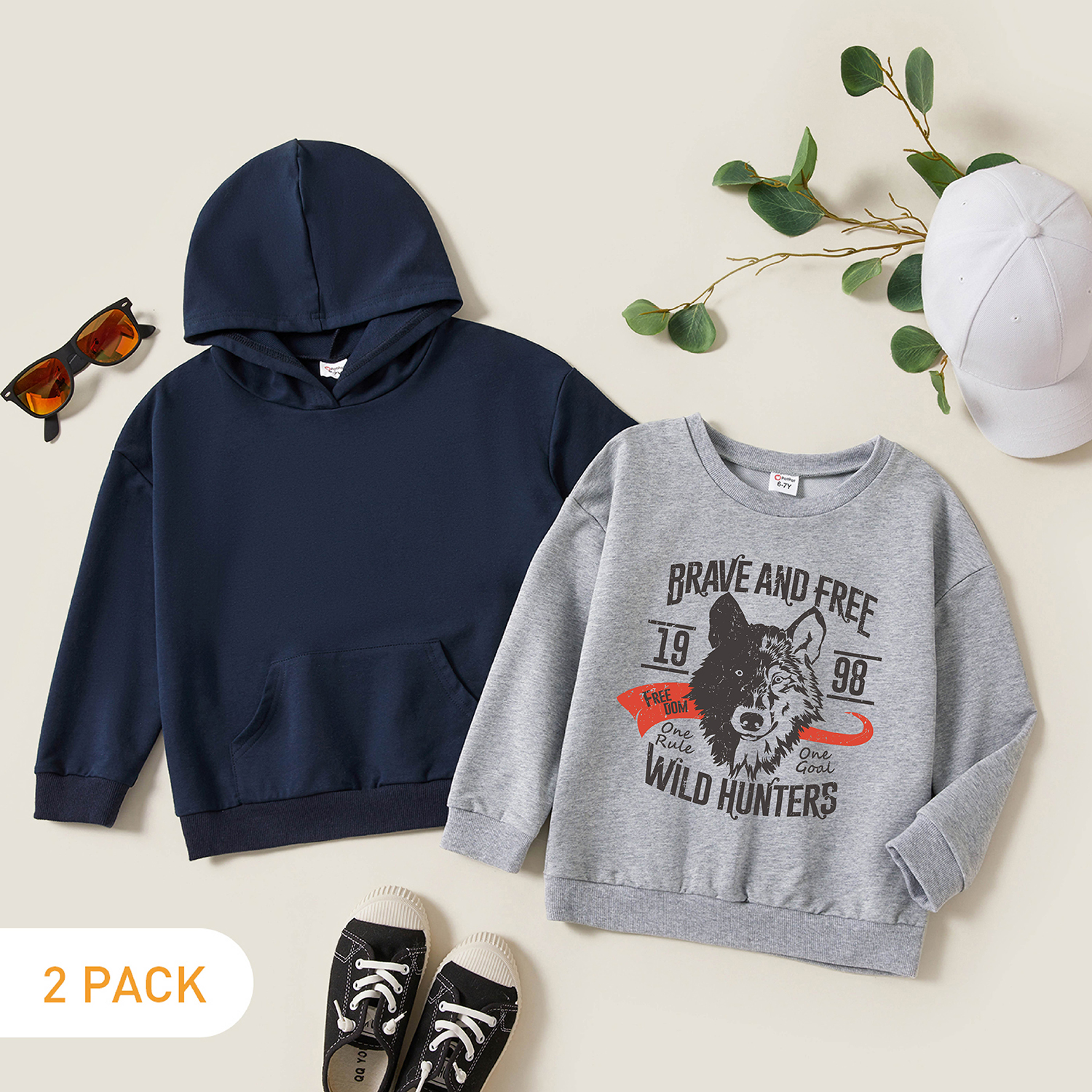 

2-Pack Kids Graphic Long-sleeve Pullover