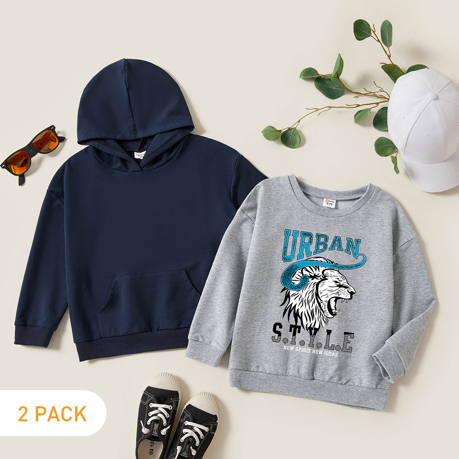

2-Pack Kids Graphic Long-sleeve Pullover