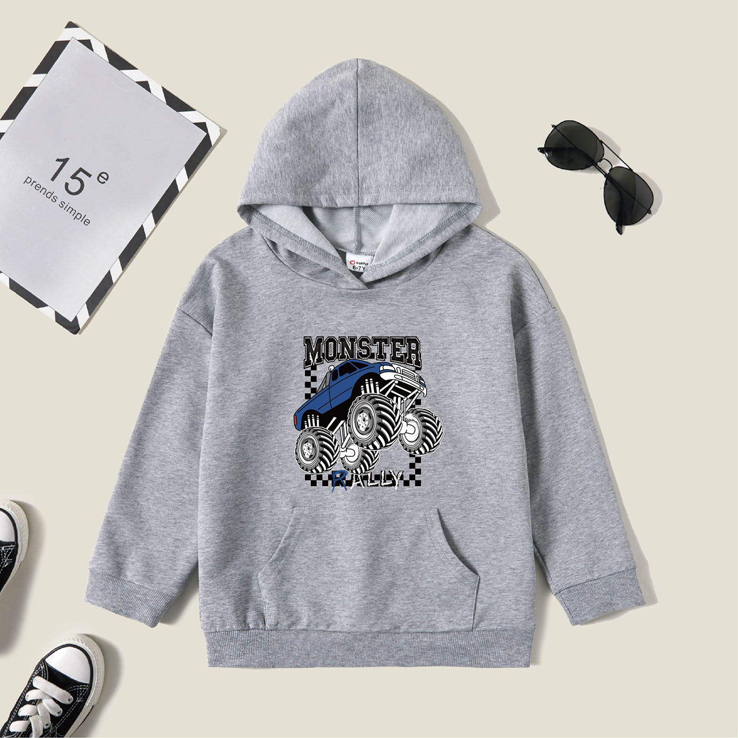 

Kids Graphic Light gray Long-sleeve Hooded Pullover