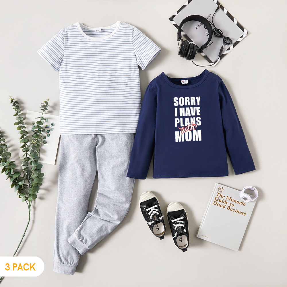 

3-Pack Kids Graphic & Striped Tee Pants Set