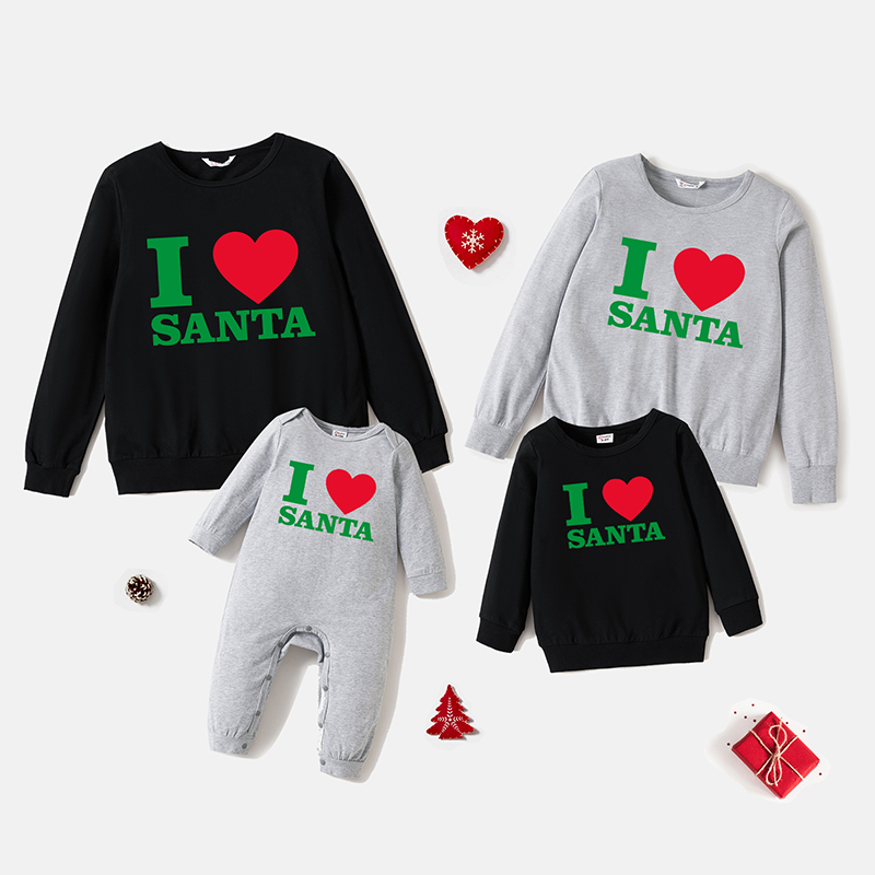 

100% Cotton Christmas Letter and Love Heart Print Family Matching Long-sleeve Sweatshirts