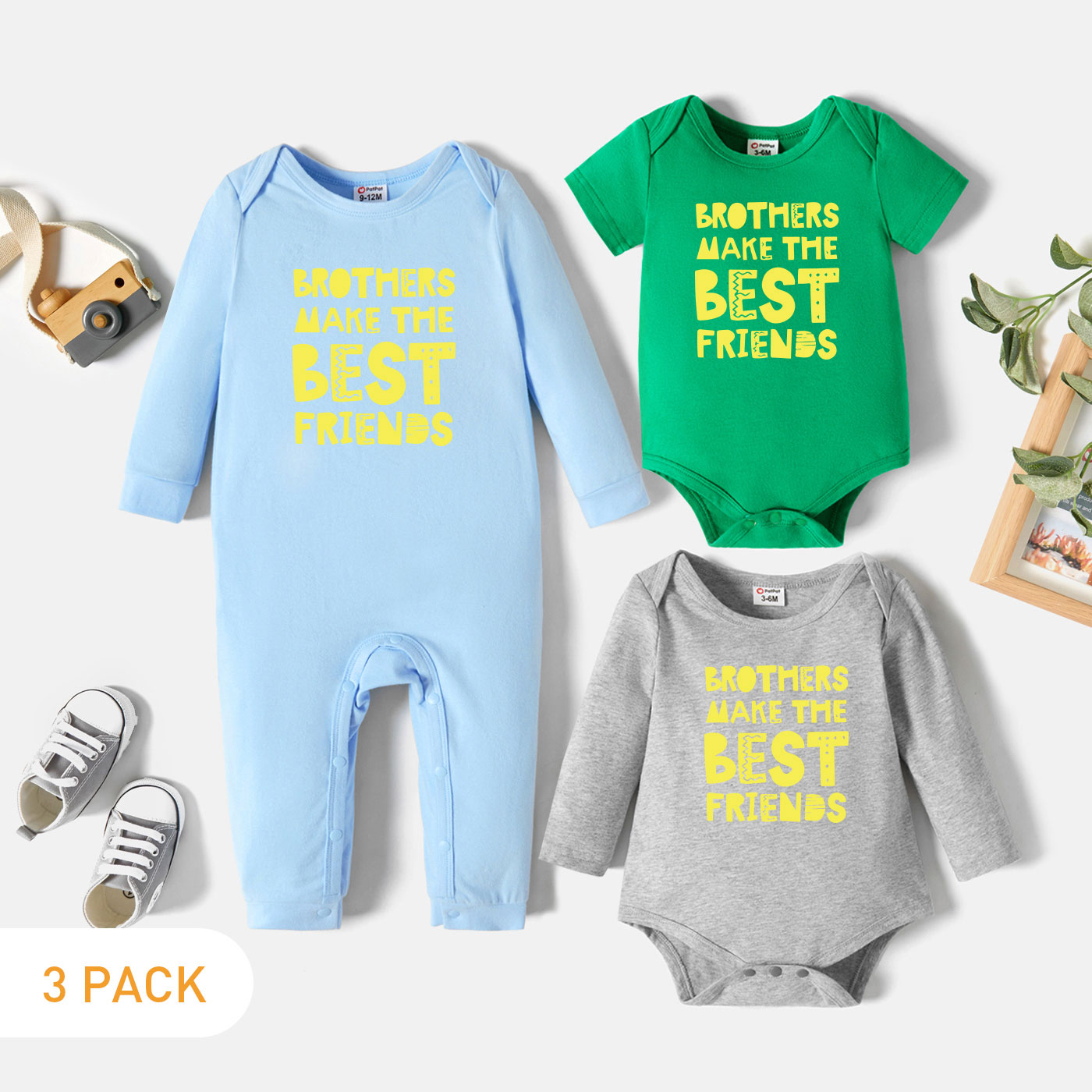 

3-Pack Baby Graphic Romper and Jumpsuit Set