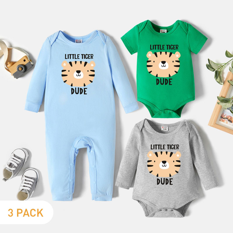 

3-Pack Baby Graphic Romper and Jumpsuit Set