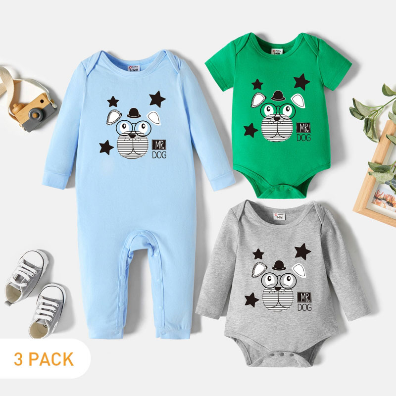 

3-Pack Baby Graphic Romper and Jumpsuit Set