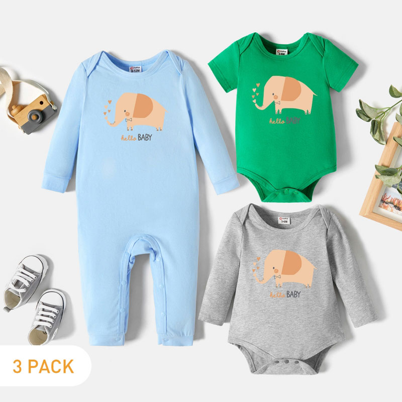 

3-Pack Baby Graphic Romper and Jumpsuit Set