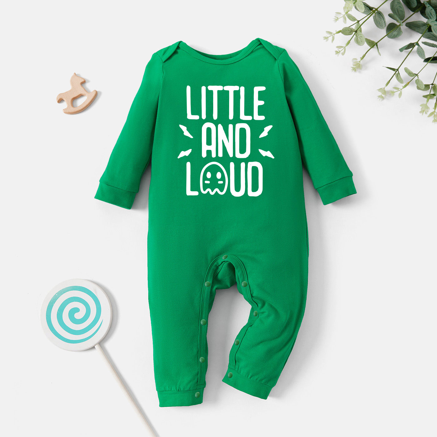 

Baby Graphic Letter Print Long-sleeve Jumpsuit