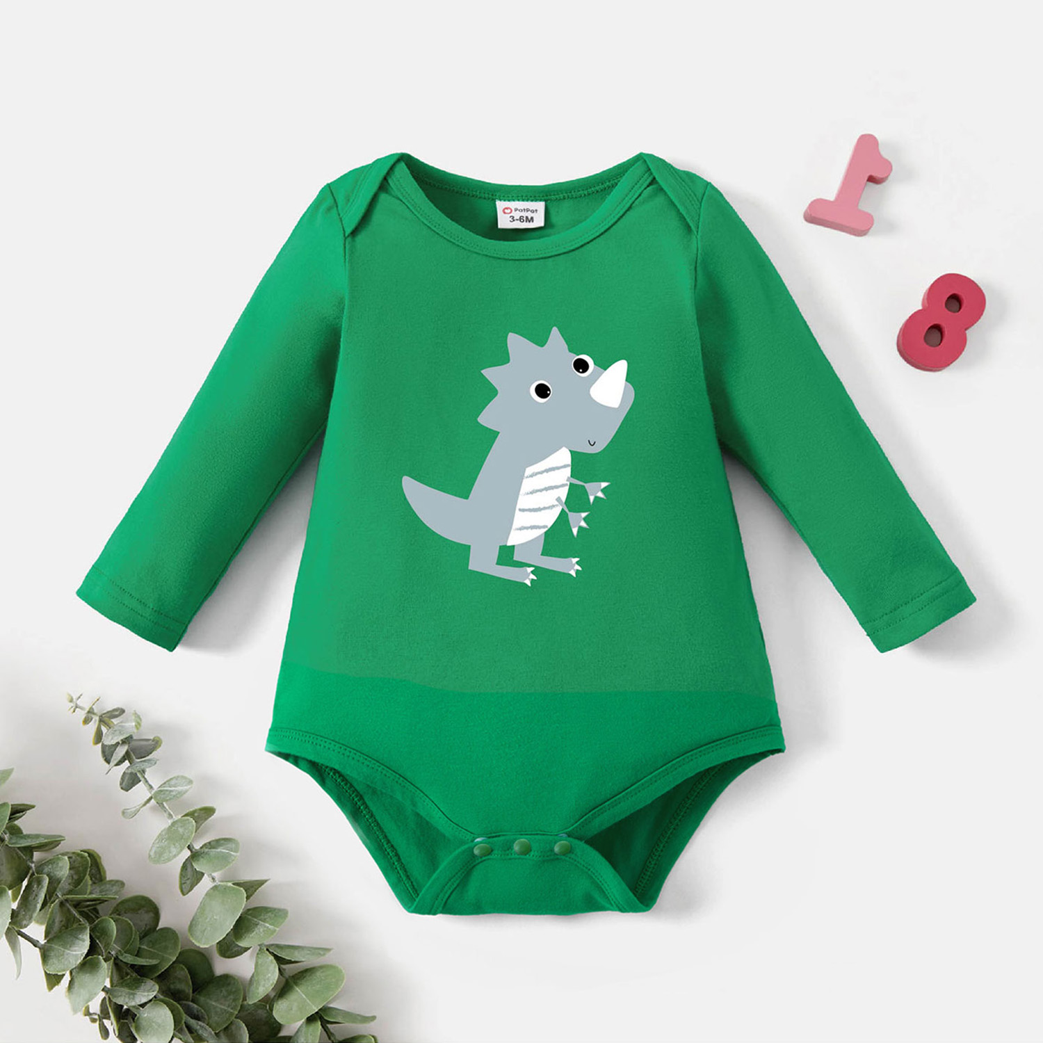 

Baby Graphic Green Long-sleeve Romper