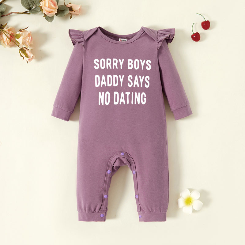 

Baby Girl Graphic Letter Print Ruffled Long-sleeve Jumpsuit