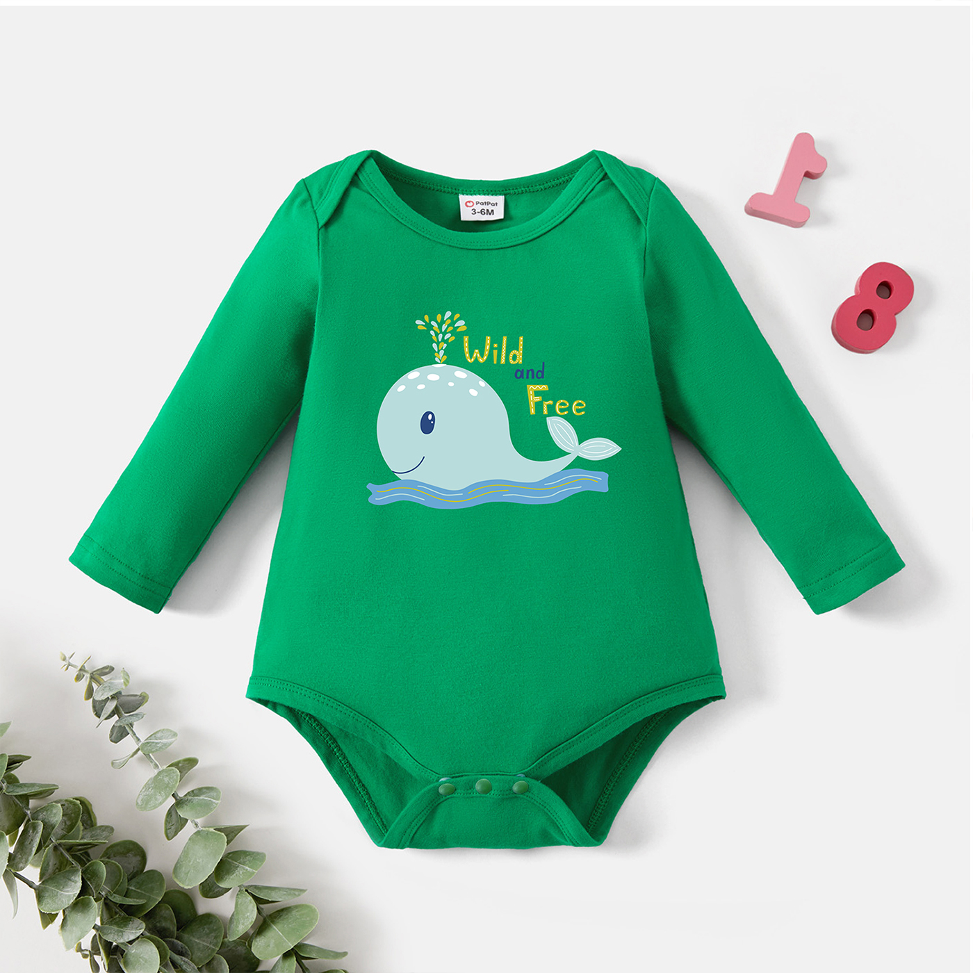 

Baby Graphic Green Long-sleeve Romper