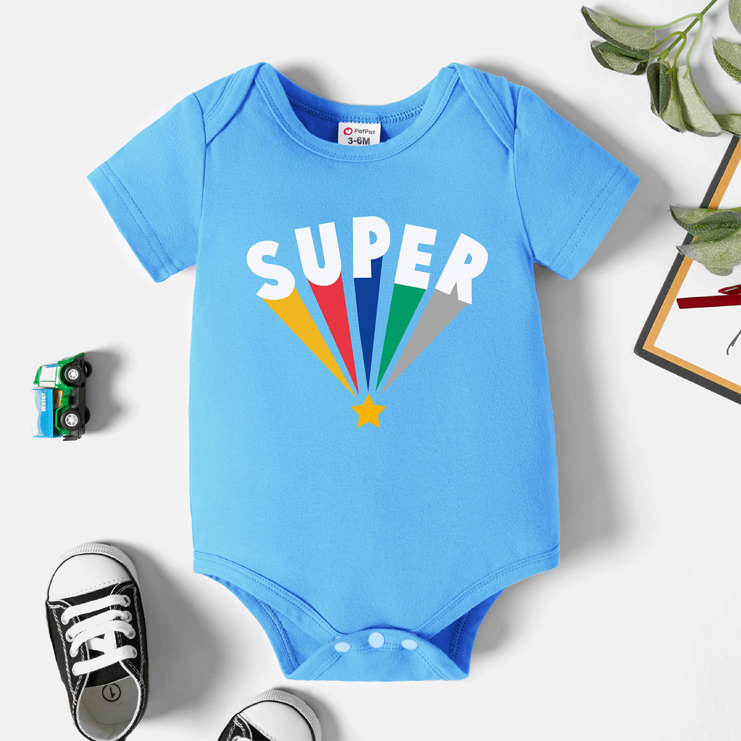 

Baby Graphic Blue Short-sleeve Romper