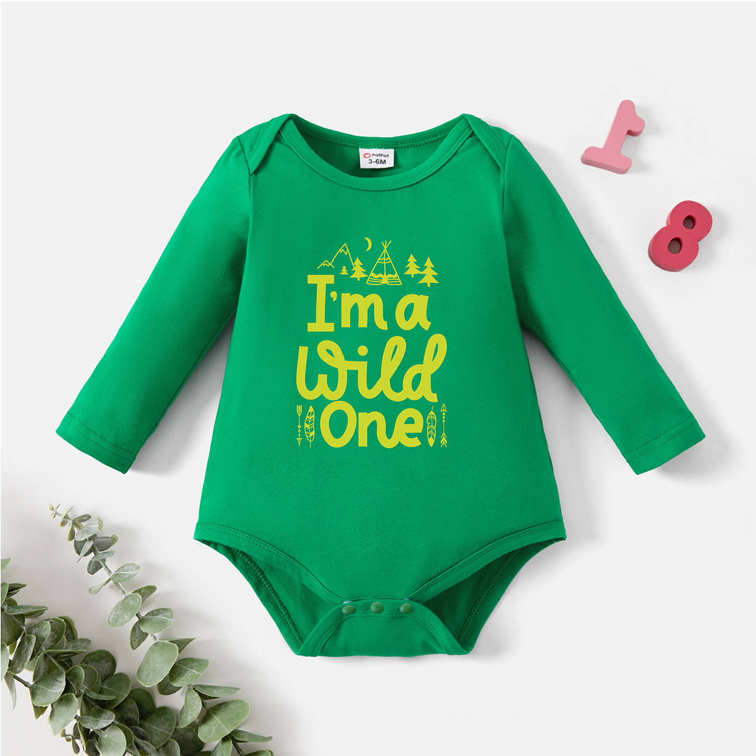 

Baby Graphic Green Long-sleeve Romper