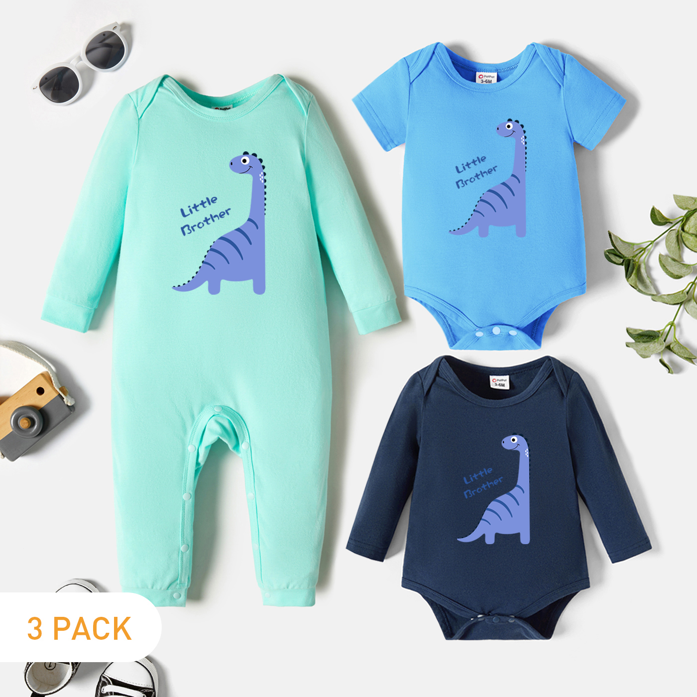 

3-Pack Baby Graphic Romper and Jumpsuit Set