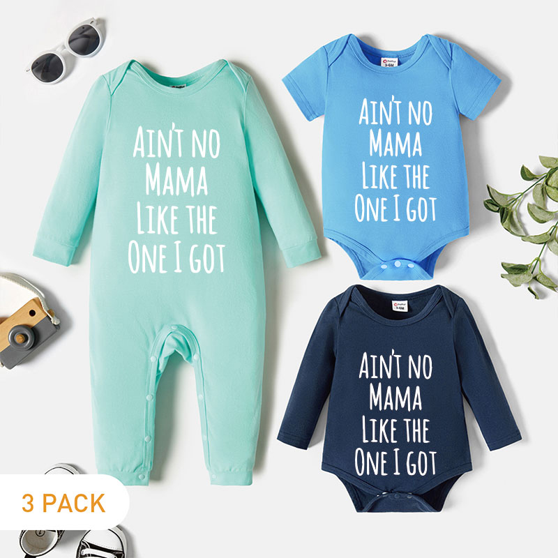 

3-Pack Baby Graphic Letter Print Romper Jumpsuit Set