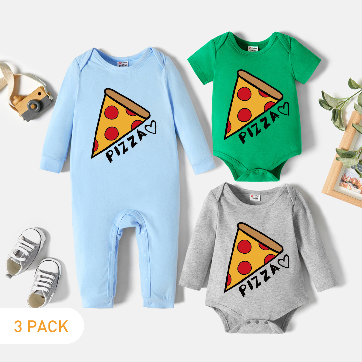 

3-Pack Baby Graphic Romper and Jumpsuit Set