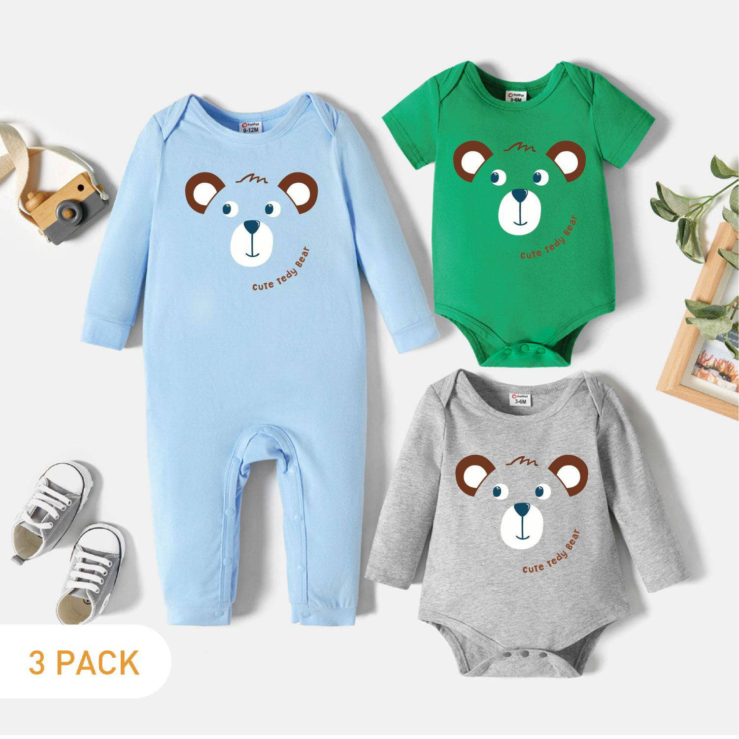 

3-Pack Baby Graphic Romper and Jumpsuit Set