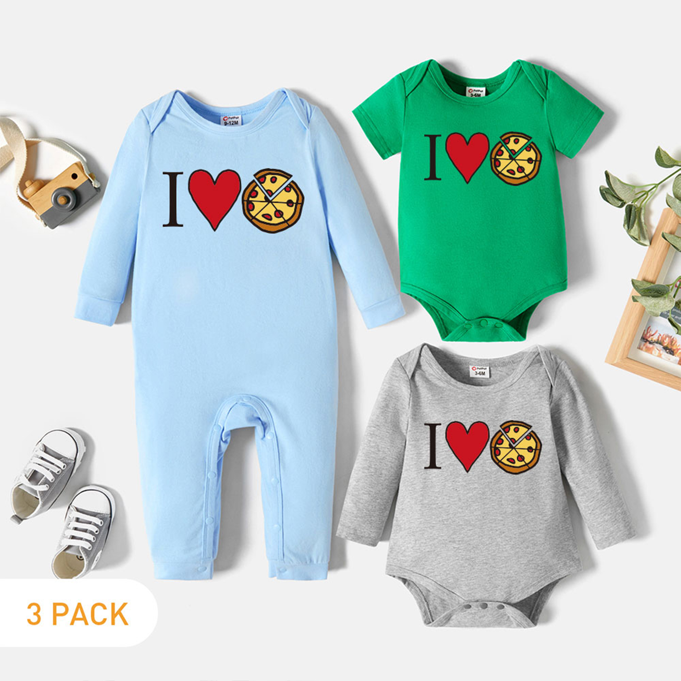 

3-Pack Baby Graphic Romper and Jumpsuit Set
