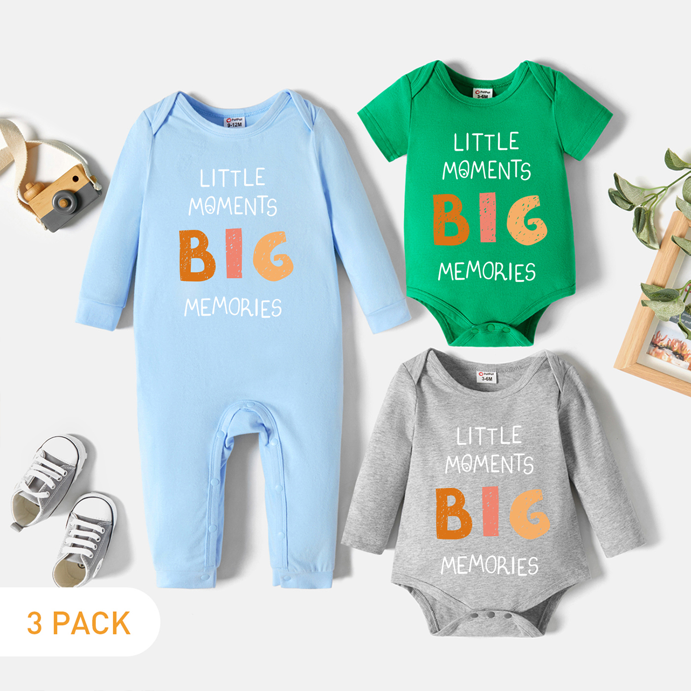 

3-Pack Baby Graphic Romper and Jumpsuit Set