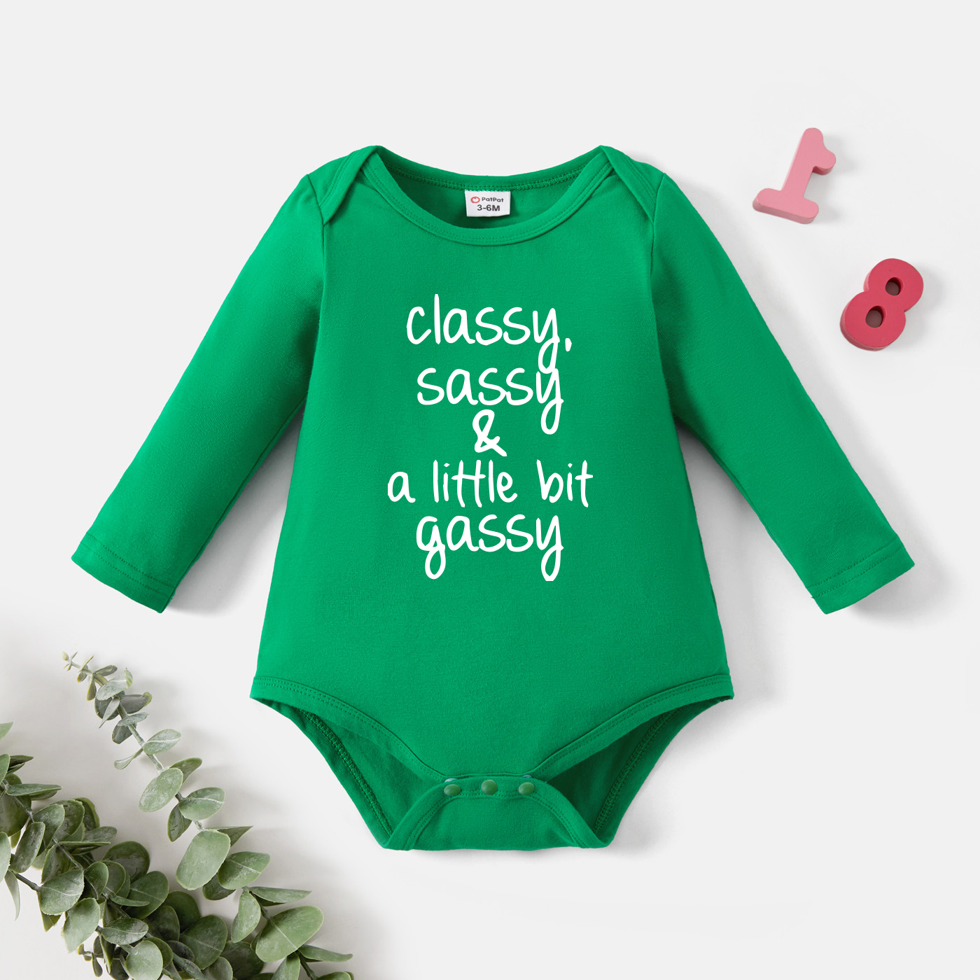 

Baby Graphic Letter Print Long-sleeve Romper