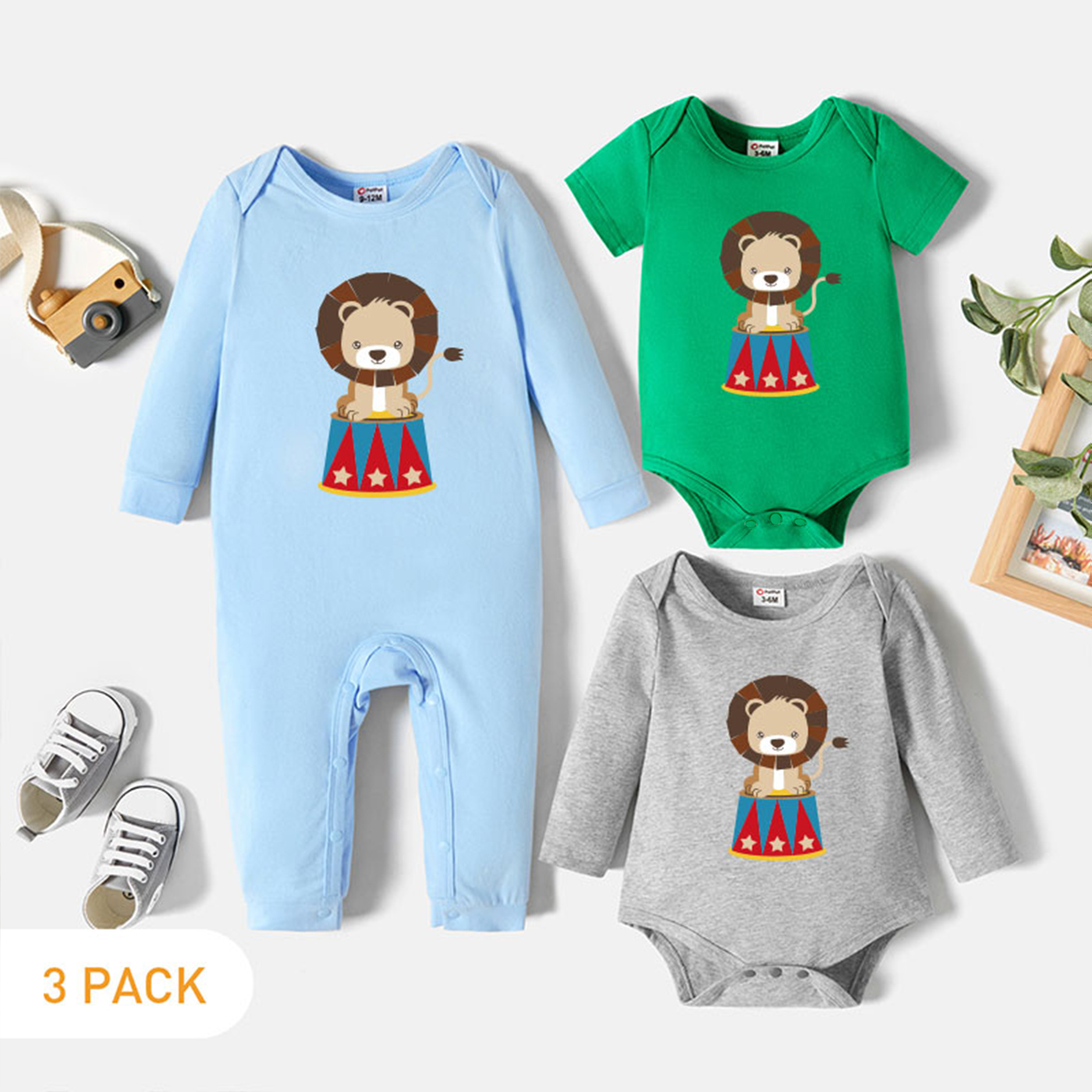 

3-Pack Baby Graphic Romper and Jumpsuit Set