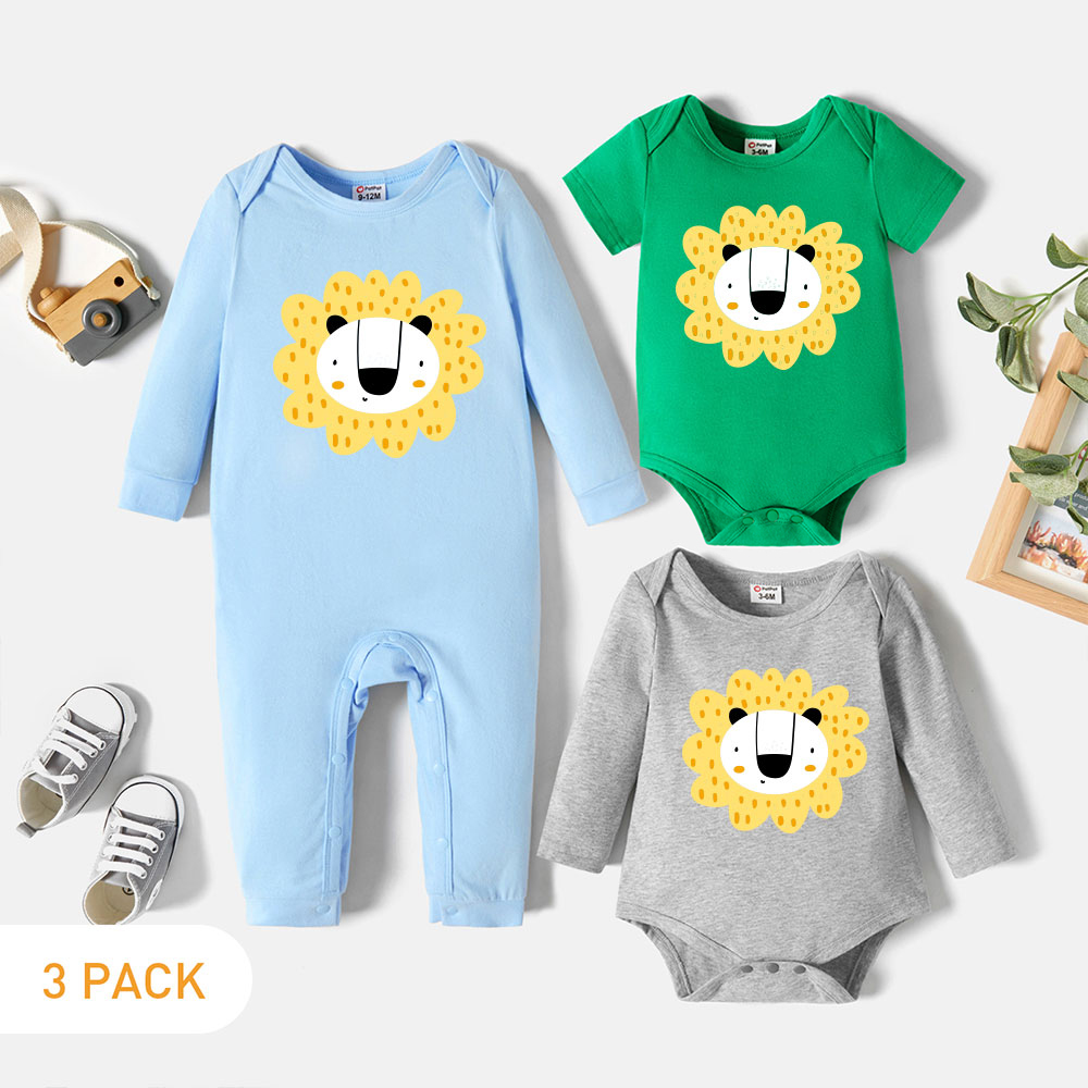 

3-Pack Baby Graphic Romper and Jumpsuit Set