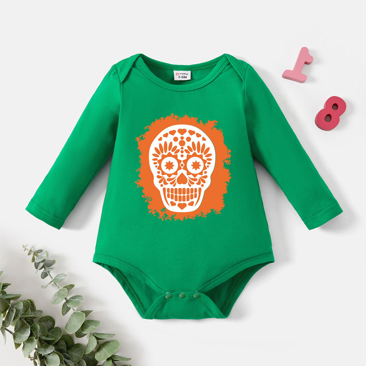 

Baby Graphic Green Long-sleeve Romper