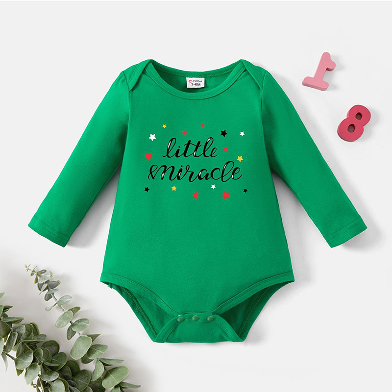 

Baby Graphic Letter and Stars Print Long-sleeve Romper