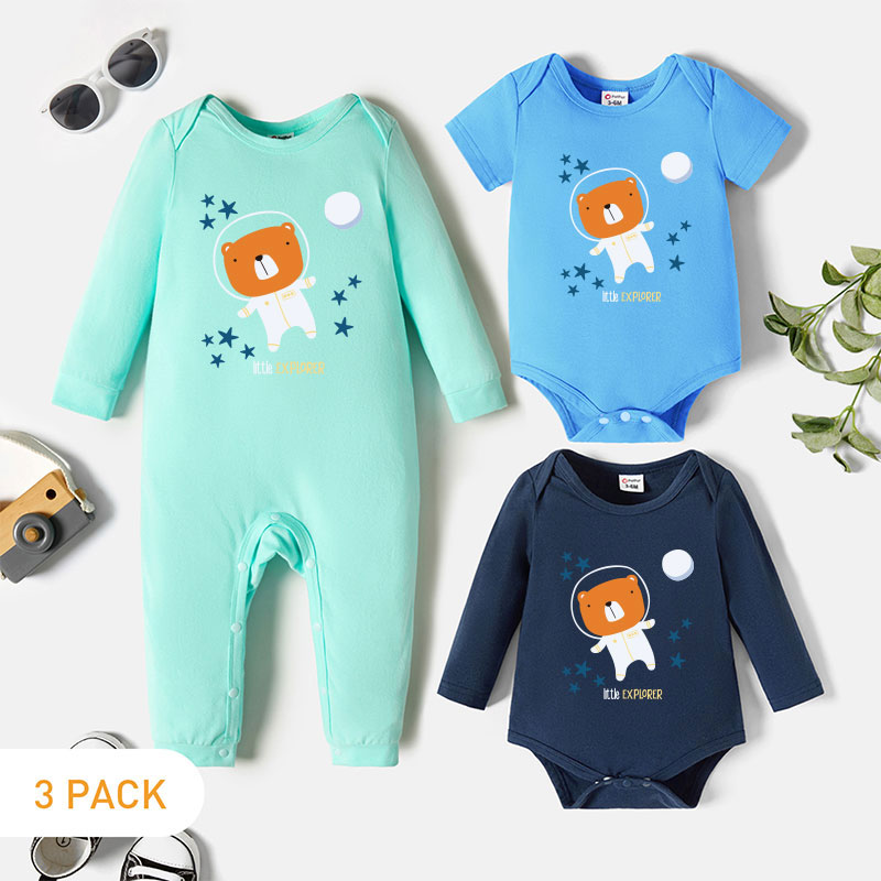 

3-Pack Baby Graphic Romper and Jumpsuit Set