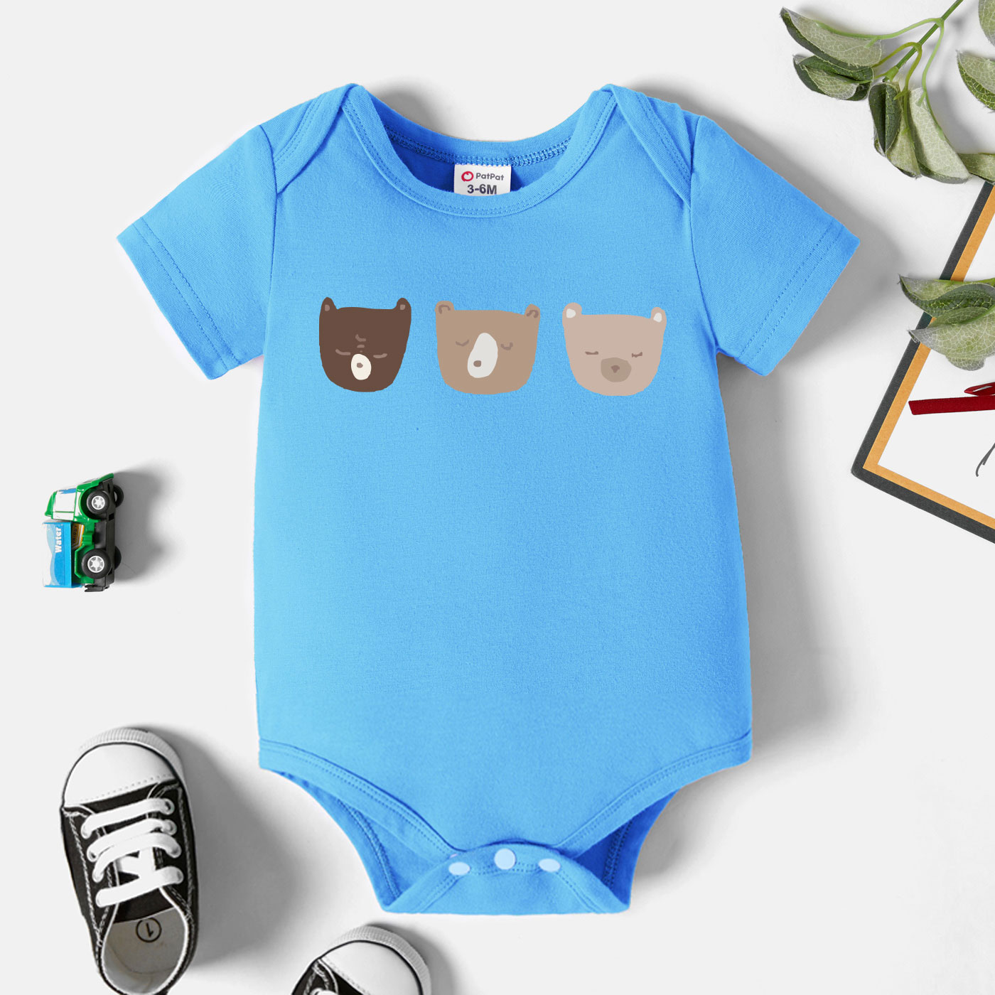 

Baby Graphic Bear Print Short-sleeve Romper