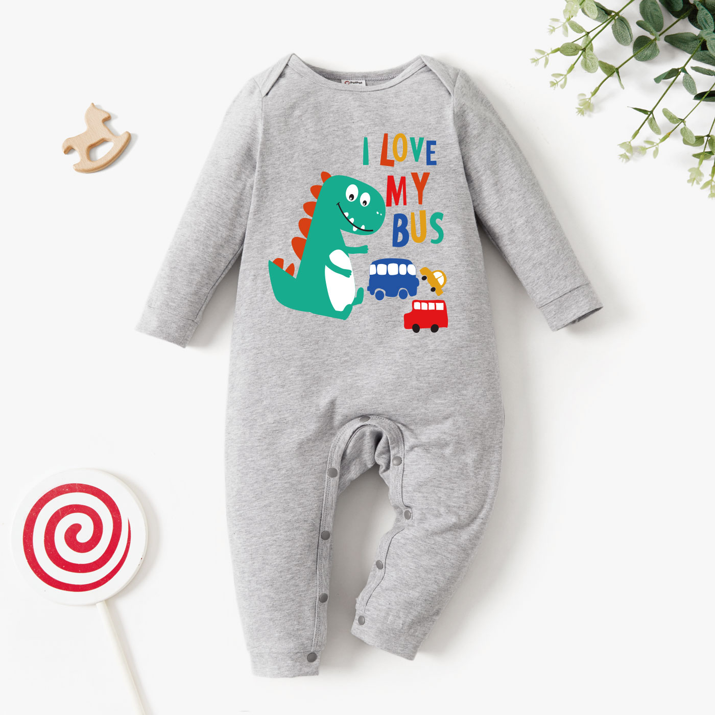 

Baby Graphic Light gray Long-sleeve Jumpsuit