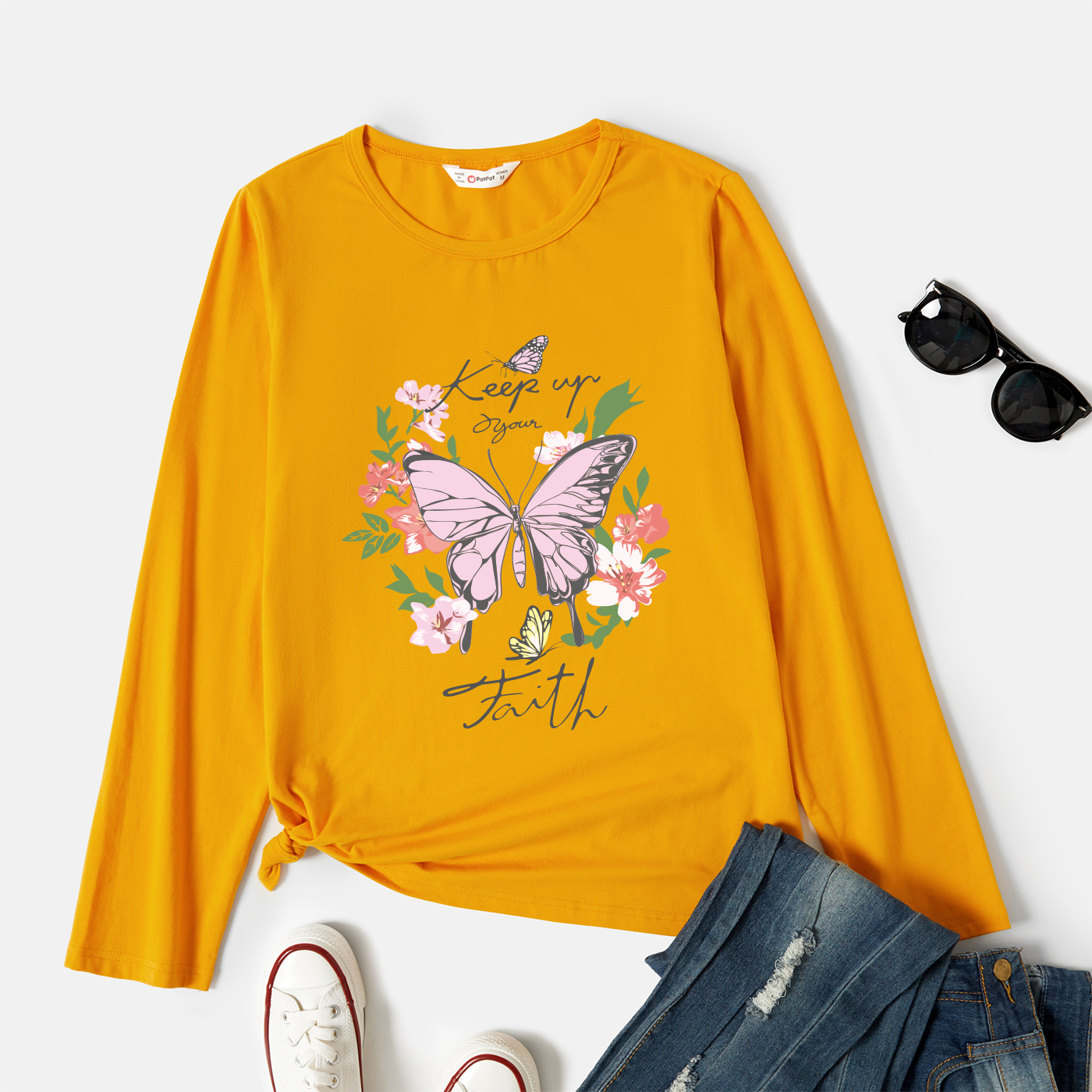 

Graphic Ginger Long-sleeve Round-collar Tee for Women