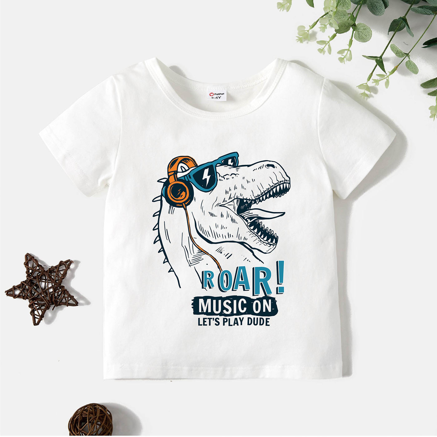 

Toddler Boy Graphic Dinosaur and Letter Print Short-sleeve Tee