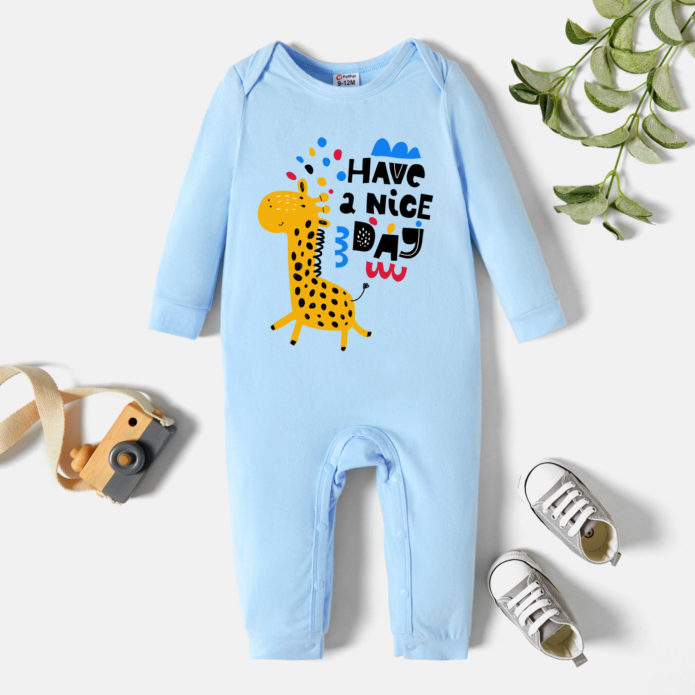 

Baby Graphic Light blue Long-sleeve Jumpsuit