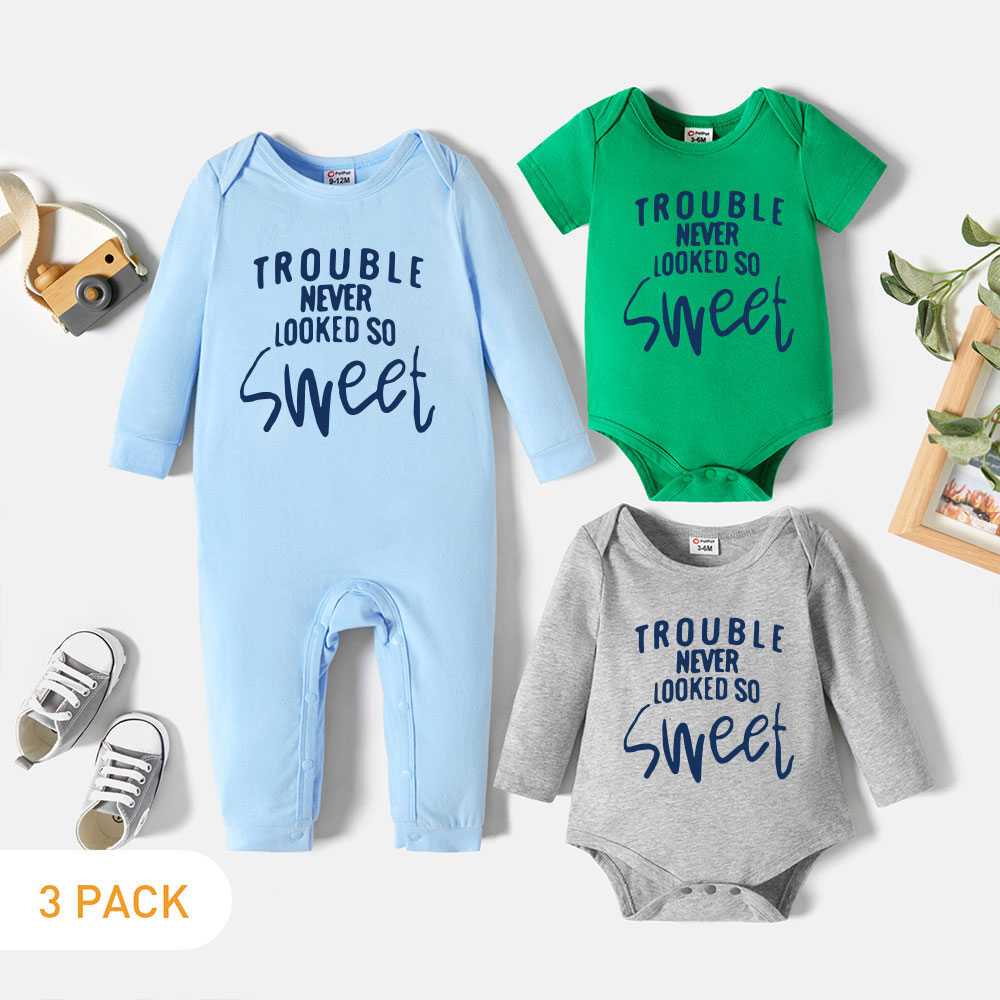 

3-Pack Baby Graphic Romper and Jumpsuit Set