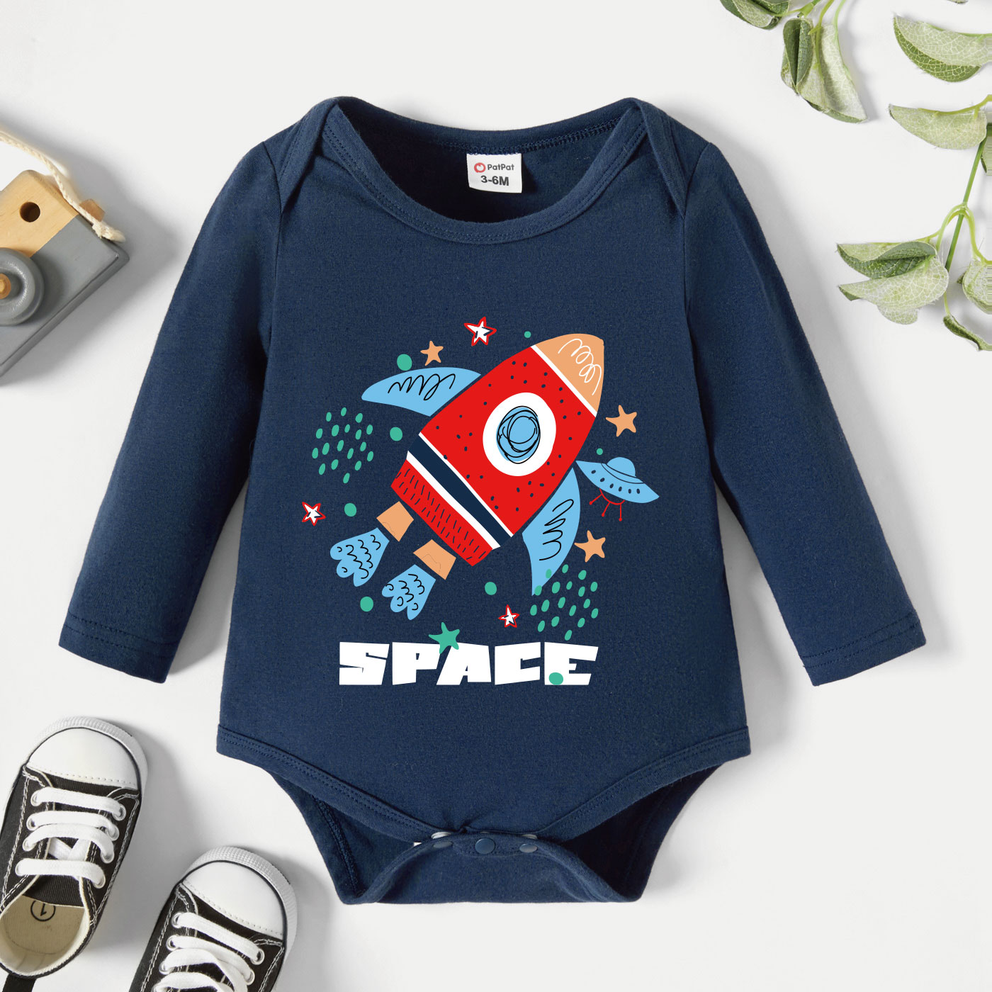 

Baby Graphic Dark Blue Long-sleeve Romper