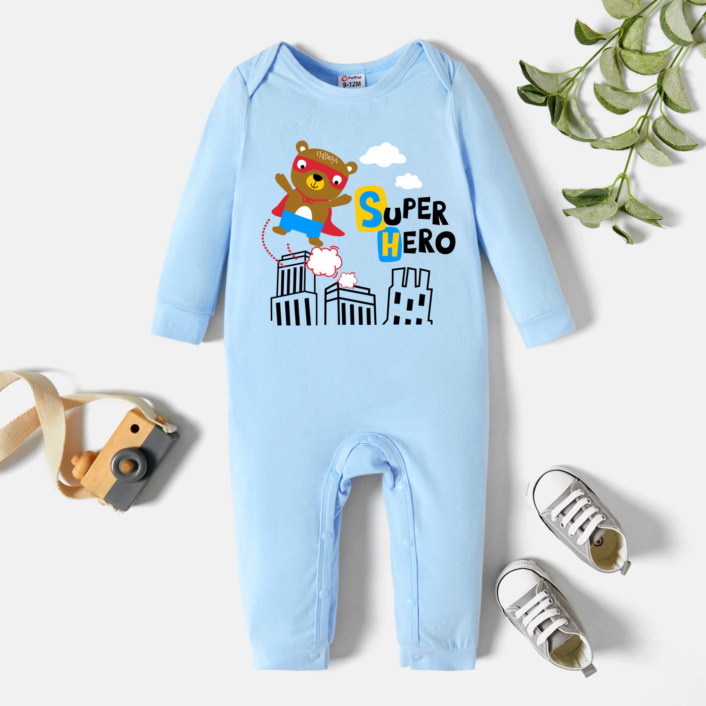 

Baby Graphic Light blue Long-sleeve Jumpsuit