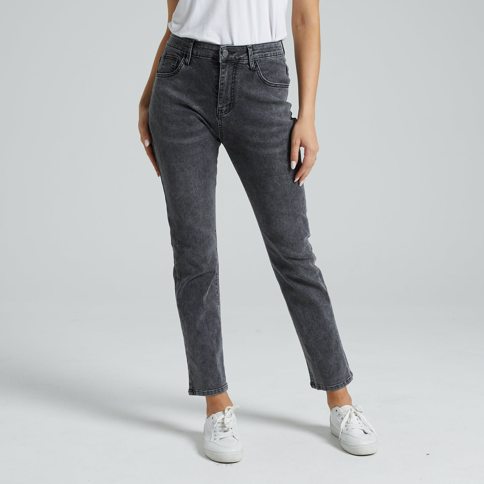 

Grey High Waist Baggy Straight Leg Jeans