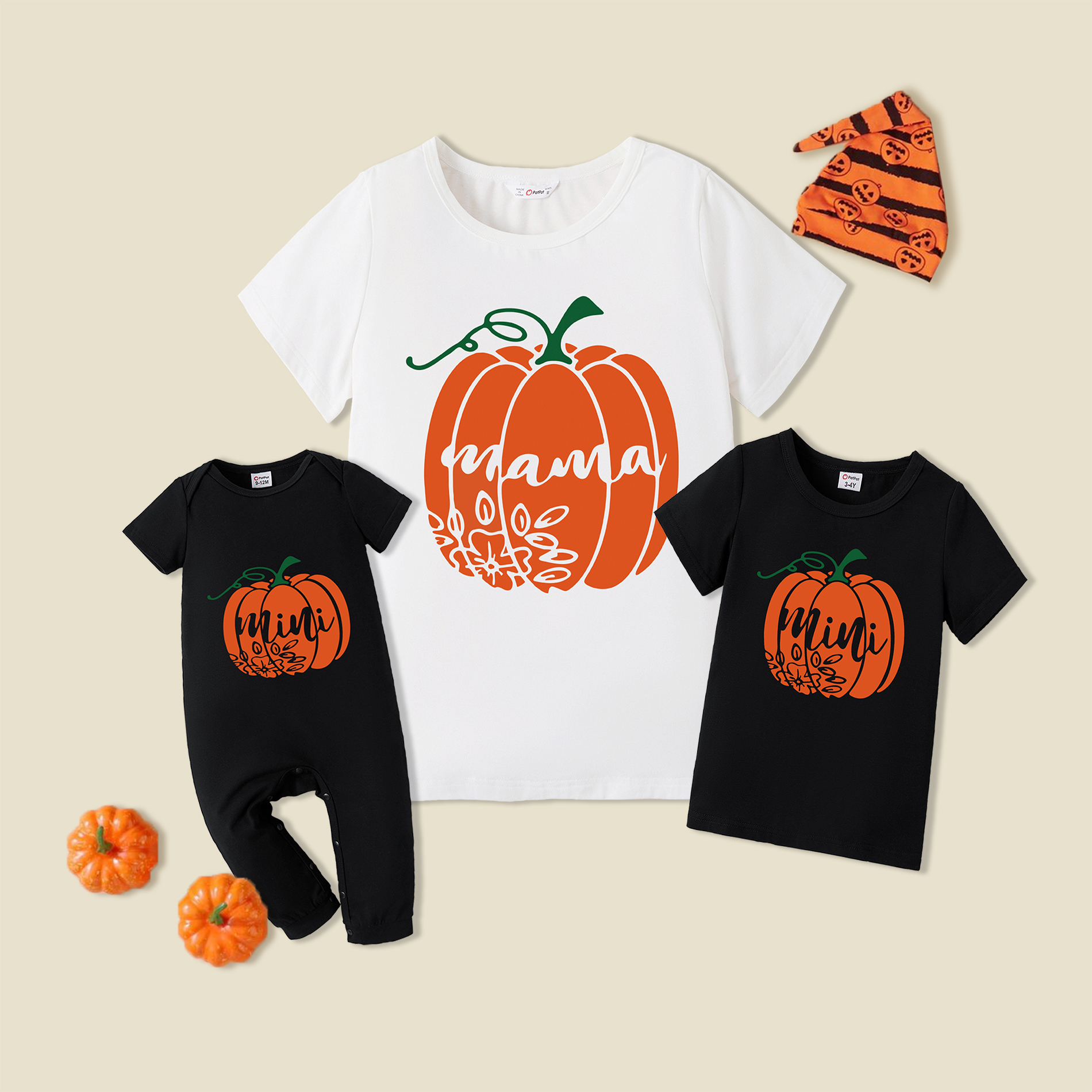 

Halloween Pumpkin and Letter Print Short-sleeve T-shirts for Mom and Me