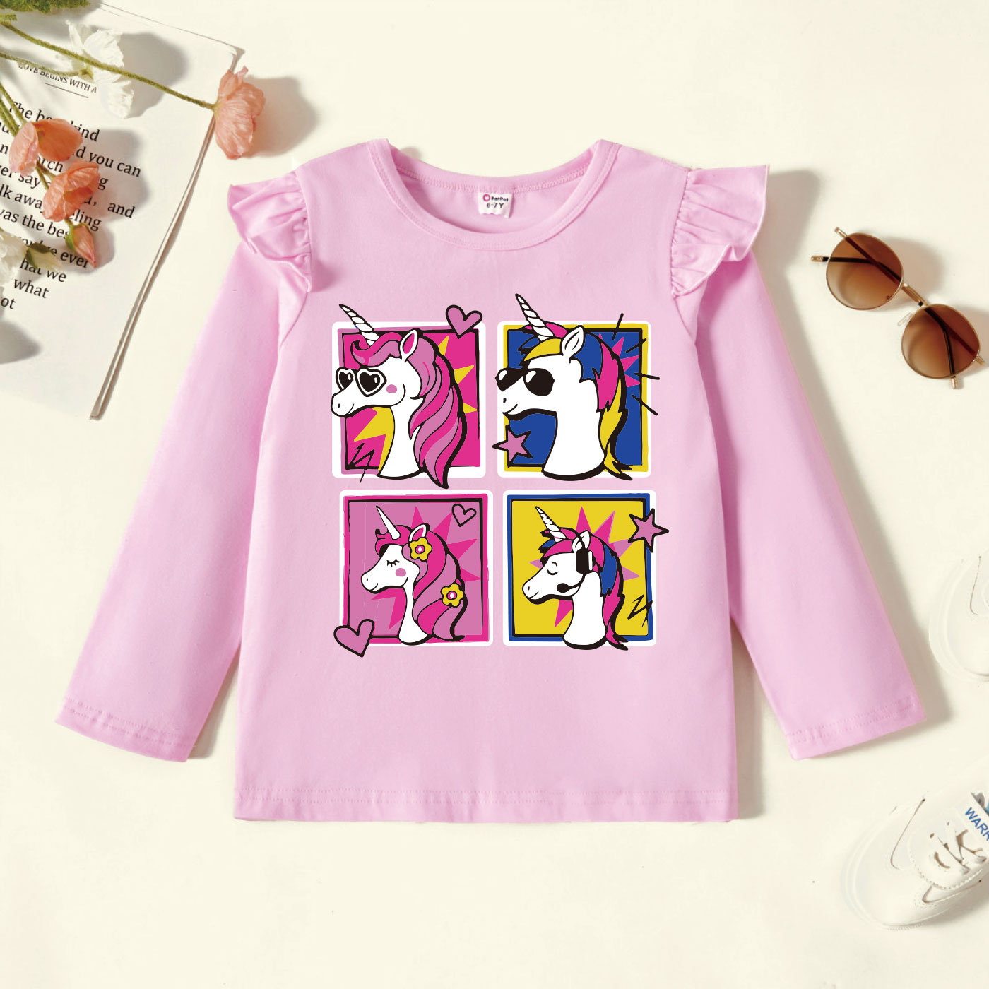 

Kids Graphic Flutter-sleeve Light pink Long-sleeve Tee