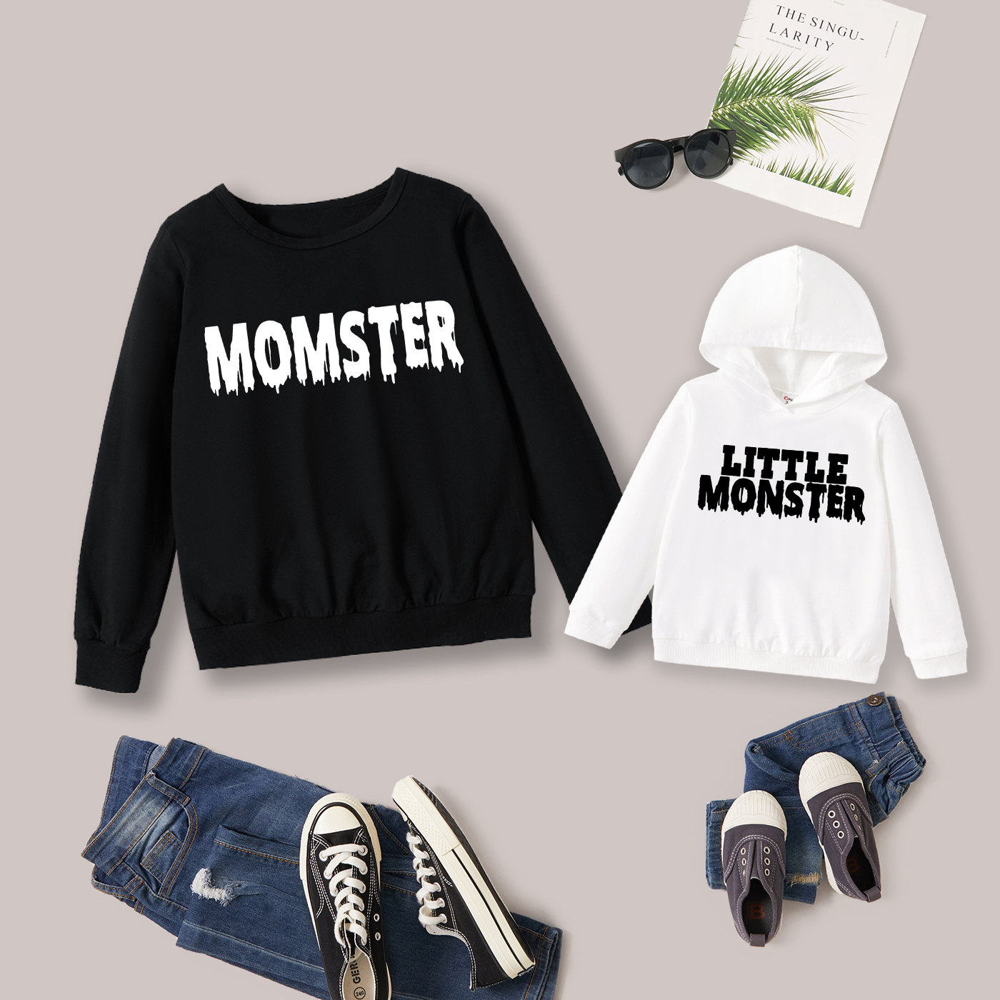 

100% Cotton Letter Print Long-sleeve Sweatshirts for Mom and Me