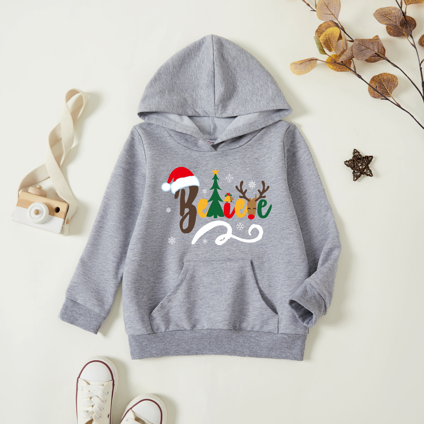 

Toddler Graphic Light gray Long-sleeve Hooded Pullover