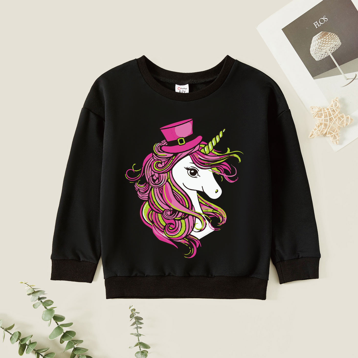 

Kid Girl Graphic Unicorn Print Long-sleeve Pullover